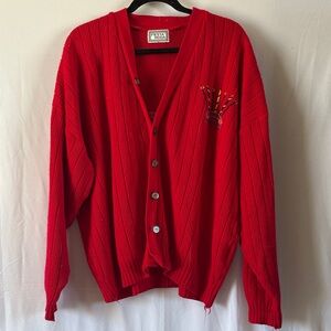 Vintage Fiesta Moda Red Ribbed Ski Club Cardigan